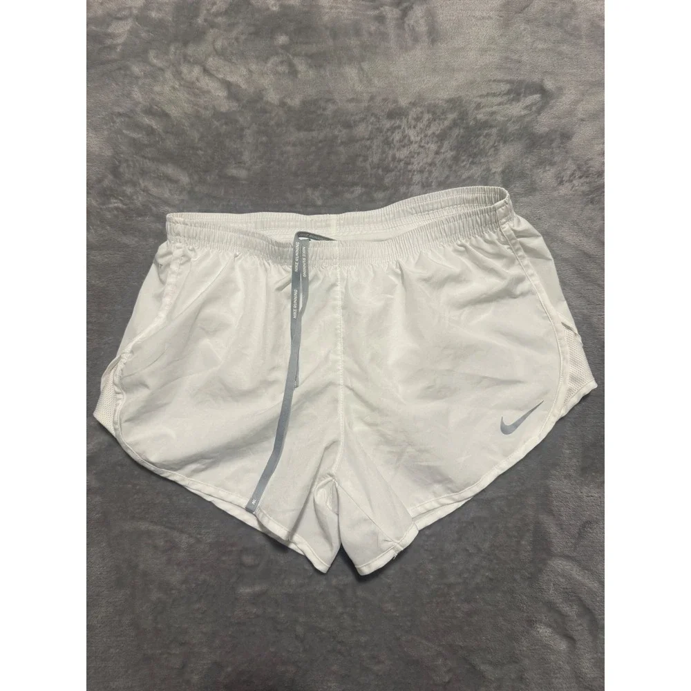 Nike Running Shorts Womens Size Medium White Dri-FIT Mesh Inset Athletic Gym